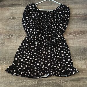 Chic Black Floral Kids Dress